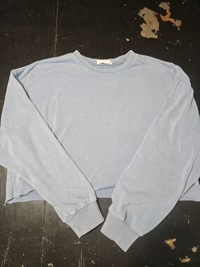 Double Zero Dusty Blue Cropped Crewneck Sweatshirt